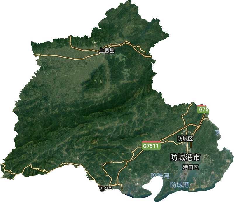 防城港市衛(wèi)星圖