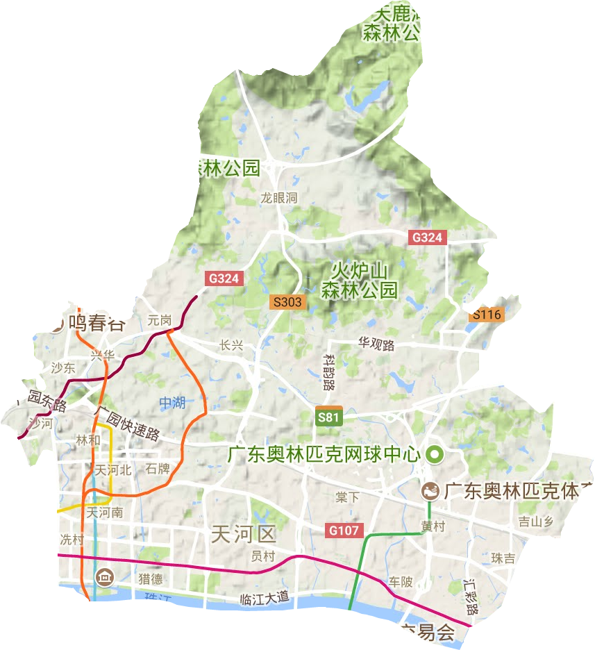 天河區(qū)地形圖