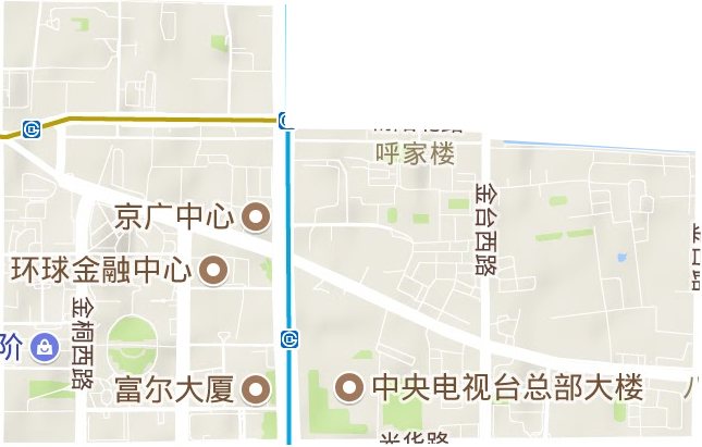 呼家樓街道地形圖
