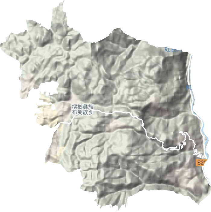 擺榔彝族布朗族鄉(xiāng)地形圖