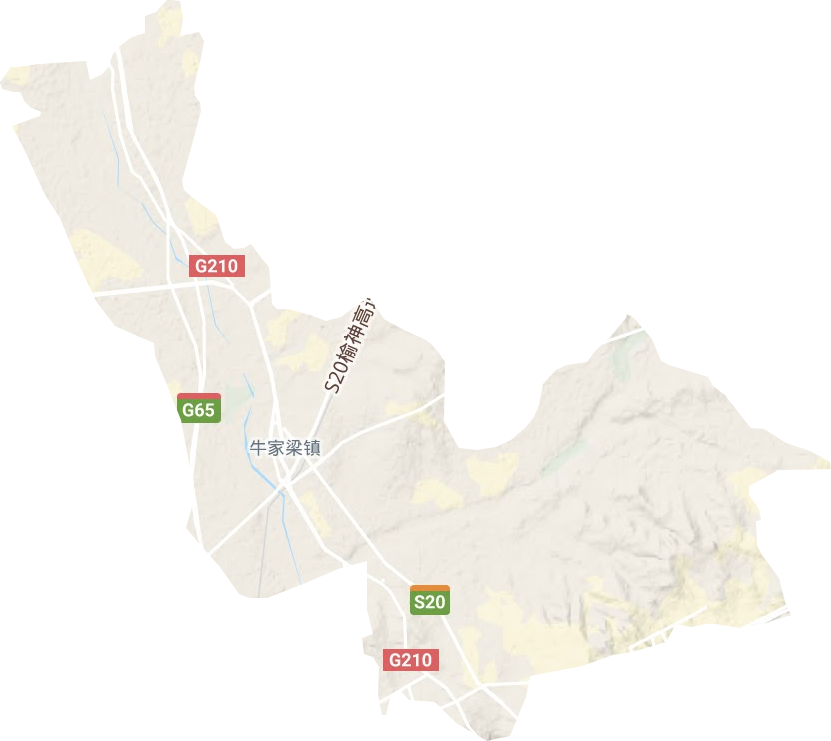 牛家梁鎮地形圖
